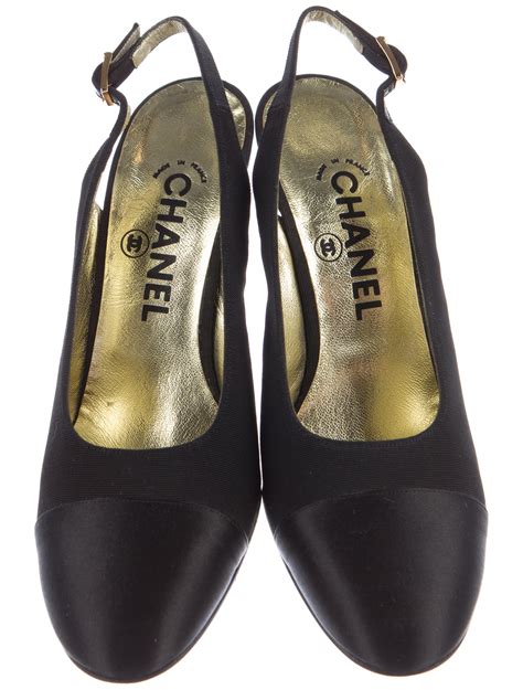 chanel pumps with pearl heel|Chanel cap toe slingback flats.